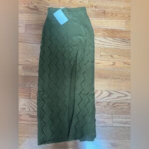 New! SAVANNAH MORROW THE LABEL Lauryn pointelle-knit organic‎ cotton midi Skirt